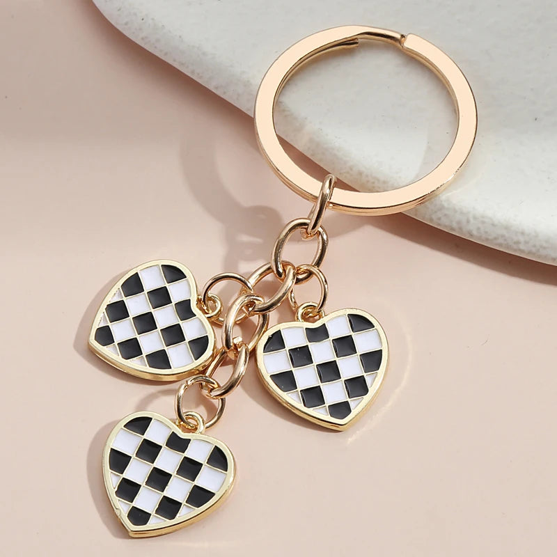 Retro Hearts Keychain