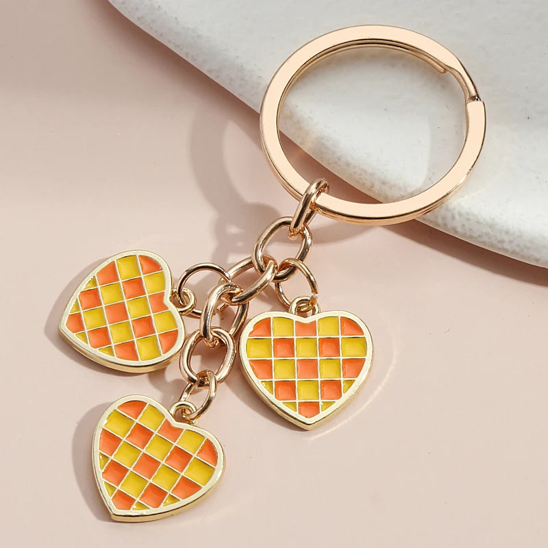 Retro Hearts Keychain