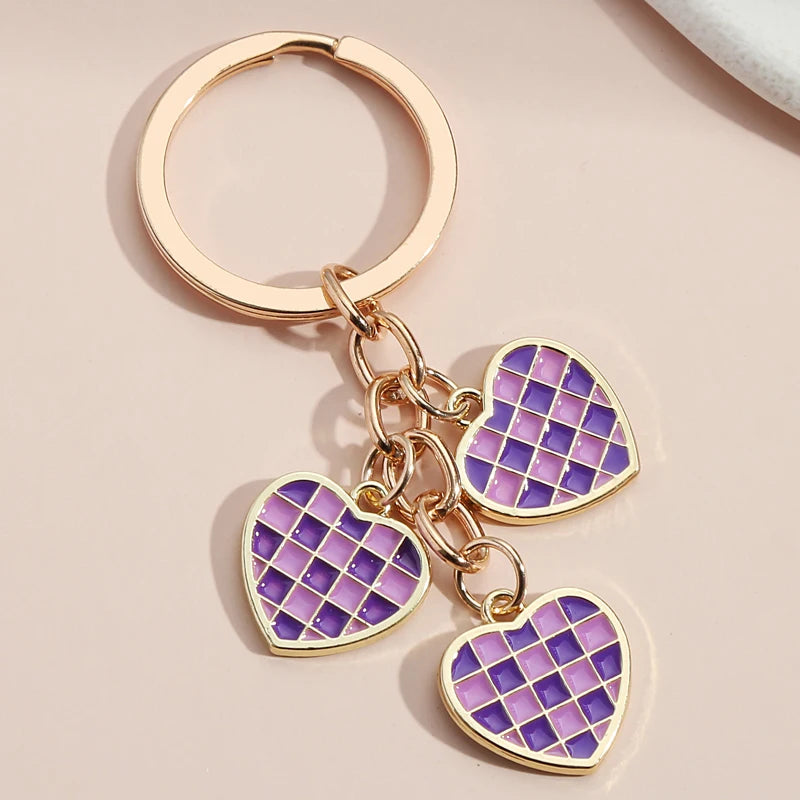 Retro Hearts Keychain