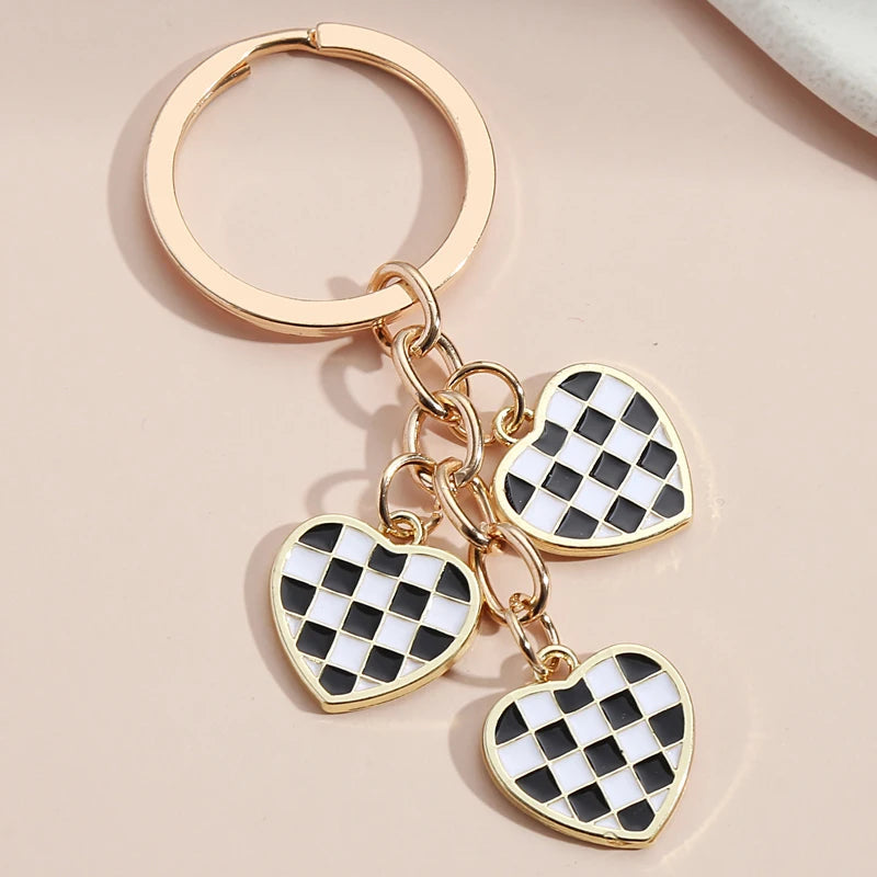 Retro Hearts Keychain