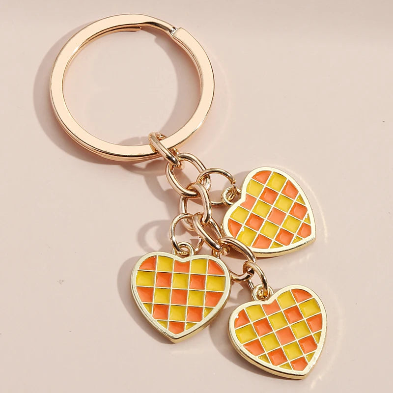 Retro Hearts Keychain