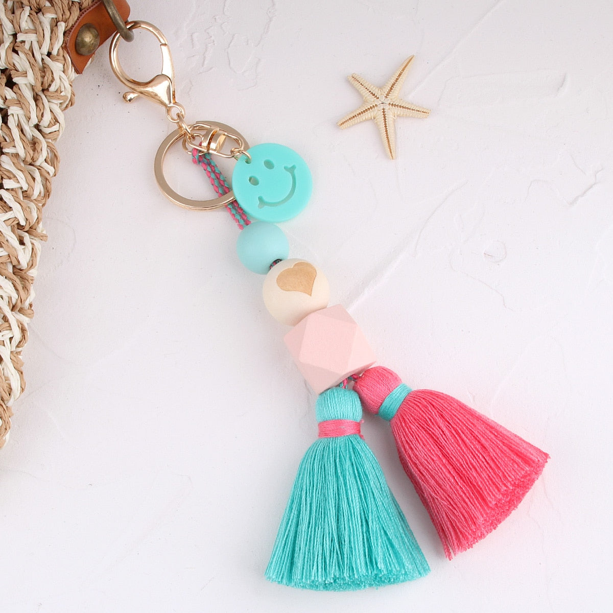 Girlie Girl Key Chain Tassels Bubblegum